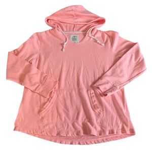 SO Perfect Hoodie Womens XL Coral Pink V-Neck Pullover Sweatshirt